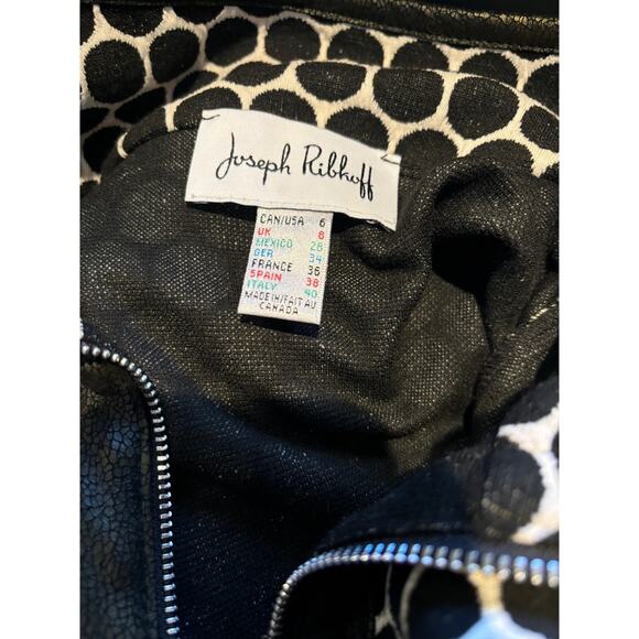Women's Joseph Ribkoff Blk White Zip Front Jersey Leather Cape Poncho Sz 6, EUC - Picture 3 of 5